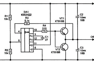 Схема уд 2. К553уд2 схема усилителя. К553уд2 схема включения. Усилитель на микросхеме к553уд2. Микросхема 553уд2 схема включения.